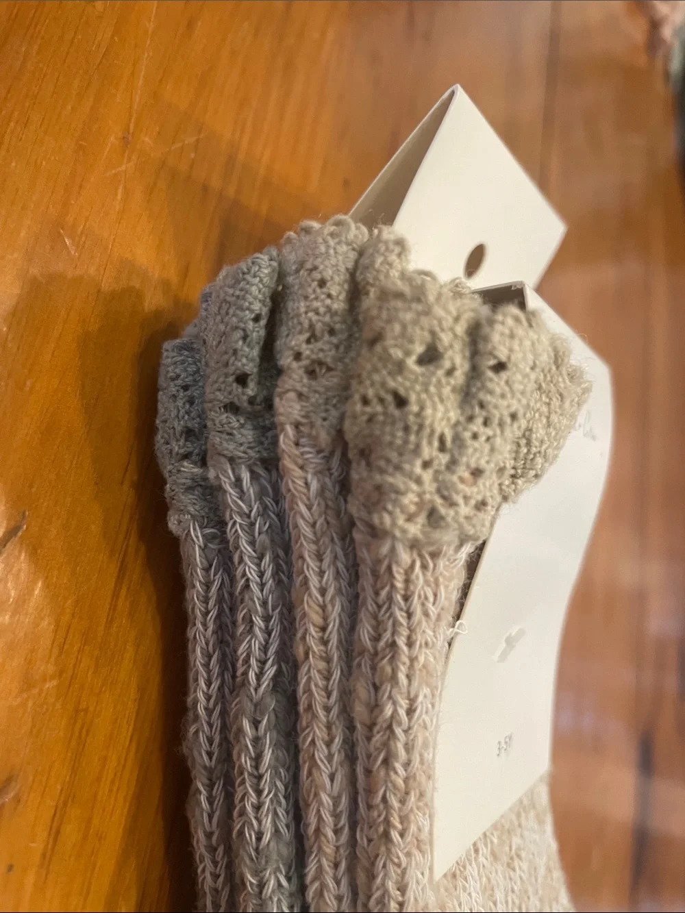 Rylee + Cru Ruffle Top Marled Crew Socks — Beige & Gray